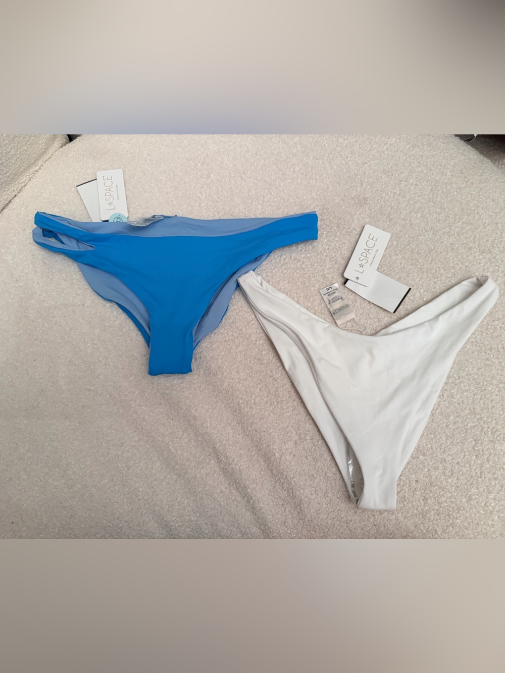 Seamless Bikini Bottoms - White & Bright Blue